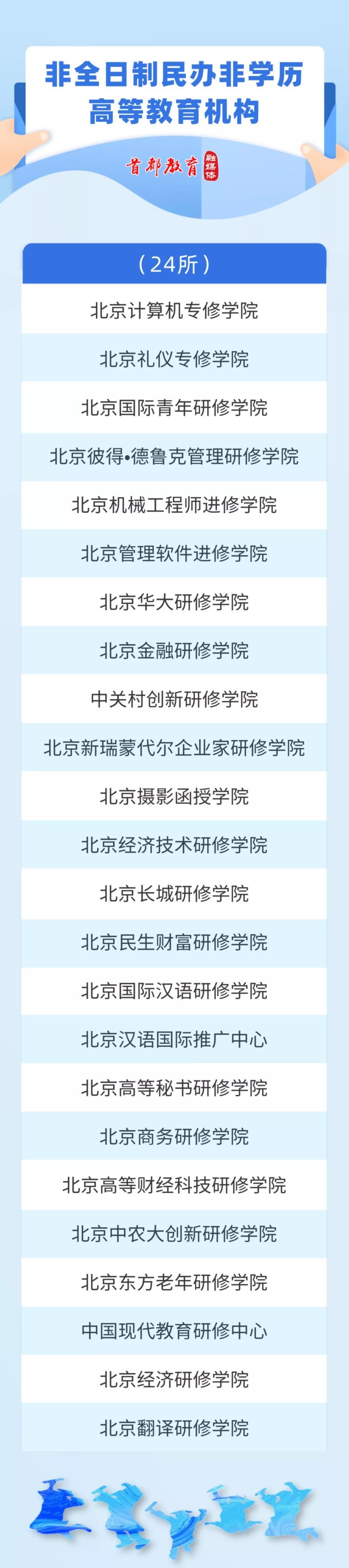 北京公布最新民办非学历高等教育机构名单，41所具备招生资格