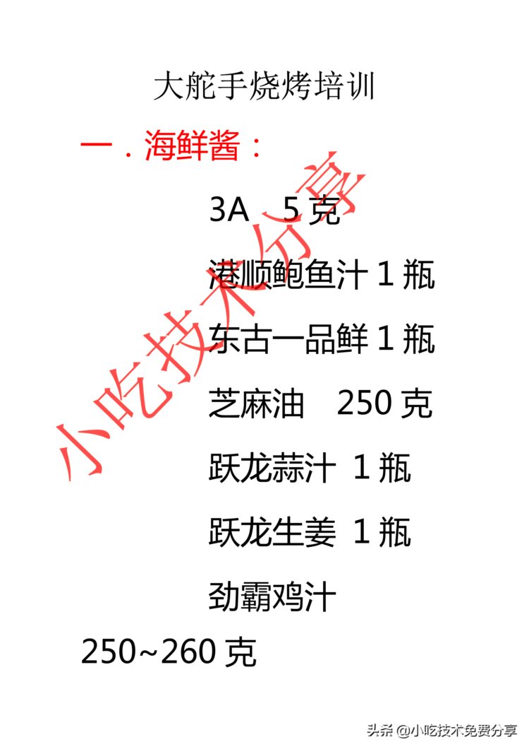 大舵手烧烤2018培训资料1（篇幅比较长，分3篇发完）