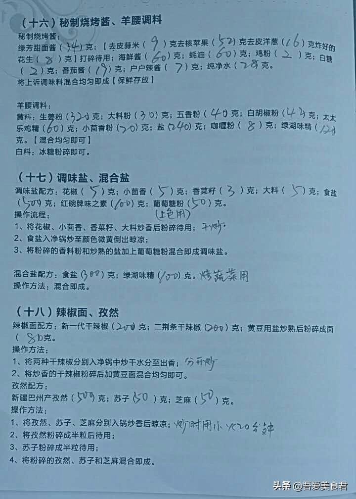 冰城串吧烧烤全套内部培训资料，刘师兄花大价钱学到的秘方