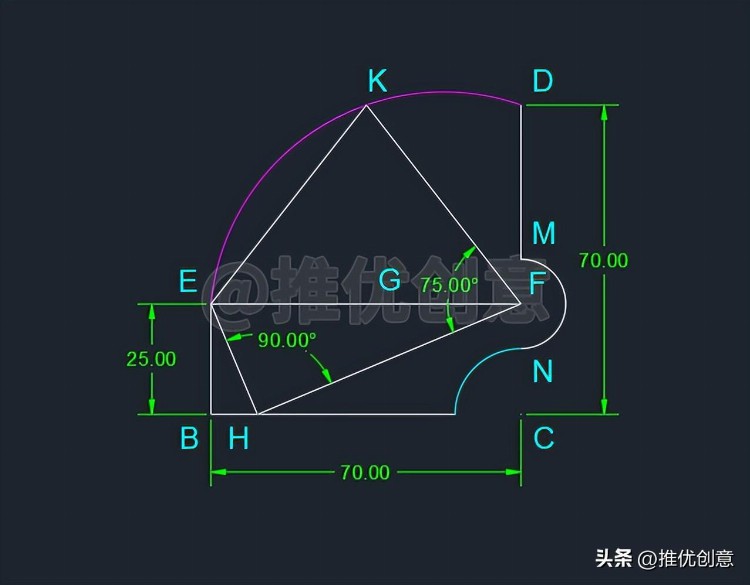 利用几何知识绘图 工程制图 autocad 机械制图 cad教学 cad画图教程