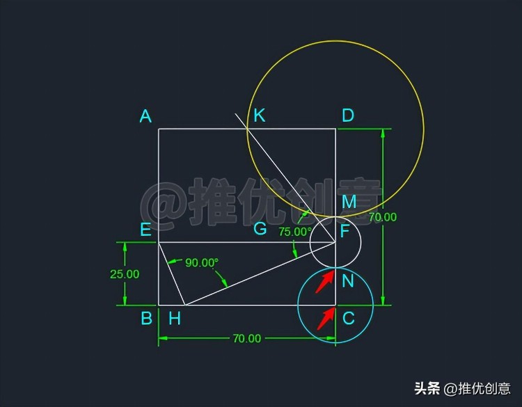 利用几何知识绘图 工程制图 autocad 机械制图 cad教学 cad画图教程