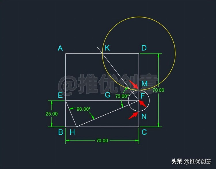 利用几何知识绘图 工程制图 autocad 机械制图 cad教学 cad画图教程