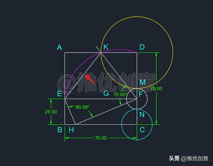 利用几何知识绘图 工程制图 autocad 机械制图 cad教学 cad画图教程