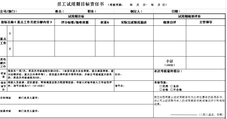 新入职员工试用期管理制度