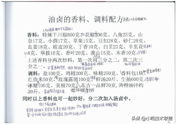 川式香辣油卤培训讲义，当初用了3千大洋学来的，挺值得学习的