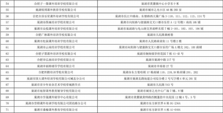 142家！巢湖市校外培训机构“白名单”公布