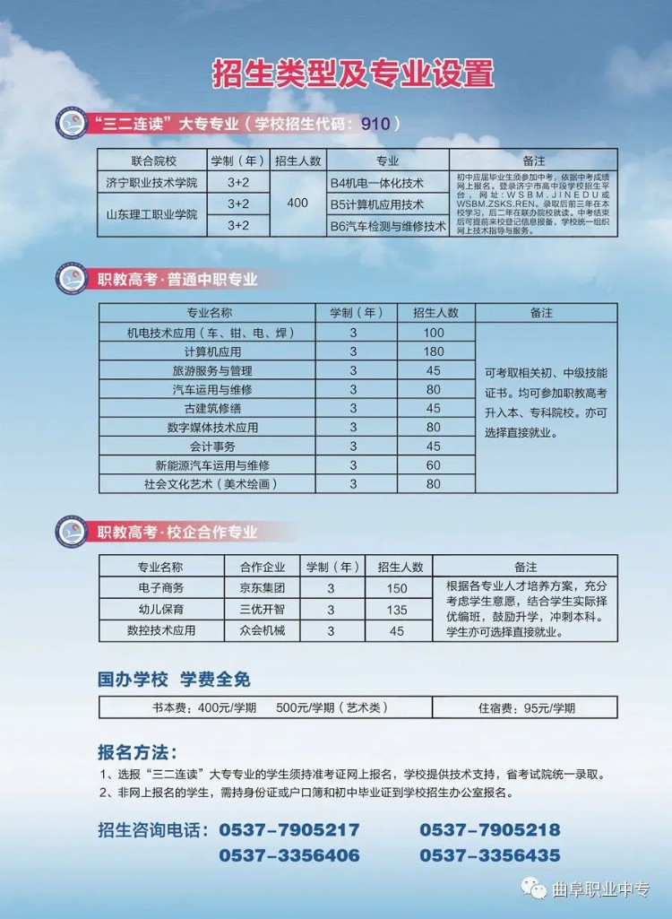 曲阜职业中专2022年招生简章