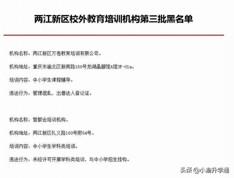 擦亮眼！重庆市校外培训机构黑名单来了（最新汇总）