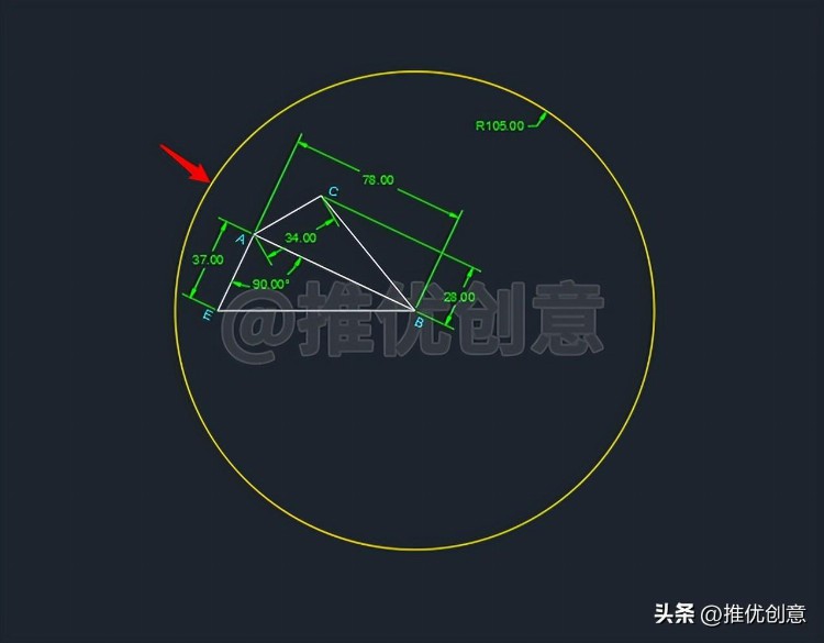 借助圆确定关键点绘图 CAD 制图 AutoCAD 实战教程 机械制图 工程制图