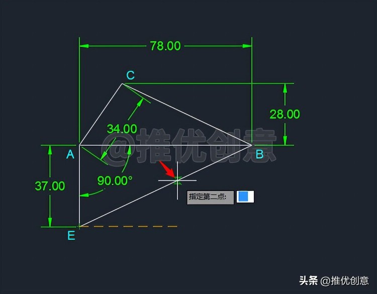 借助圆确定关键点绘图 CAD 制图 AutoCAD 实战教程 机械制图 工程制图