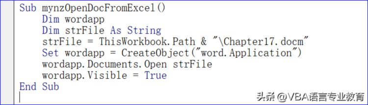 VBA代码手册：从 Excel 打开Word文档