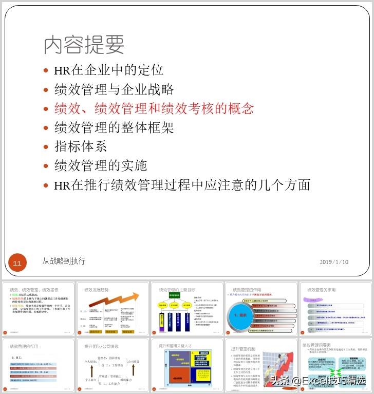 67页的绩效和绩效管理培训PPT：从战略到执行，共7个部分内容