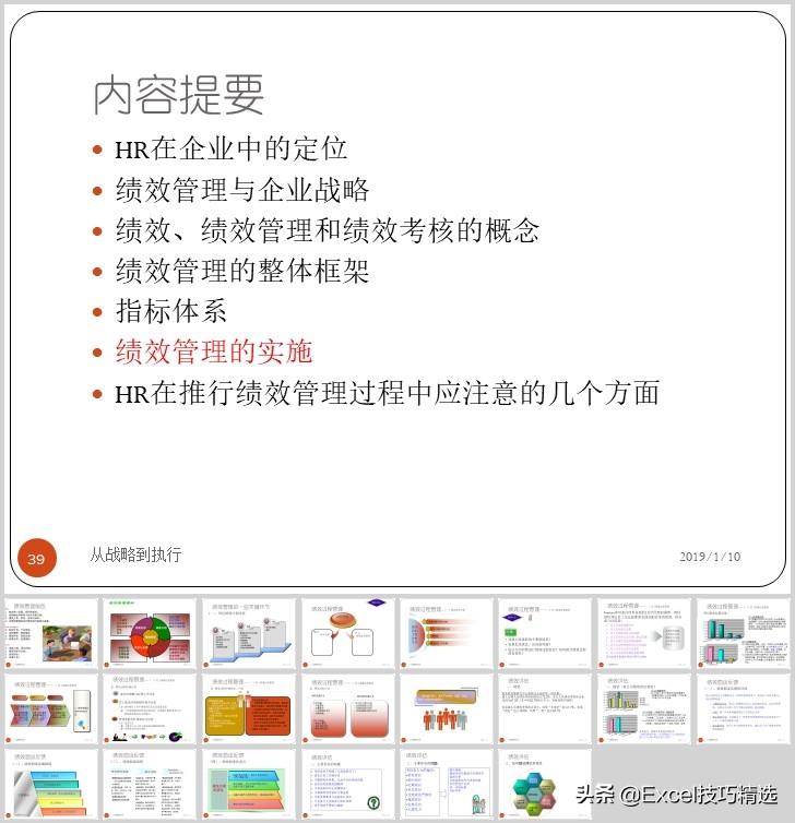 67页的绩效和绩效管理培训PPT：从战略到执行，共7个部分内容