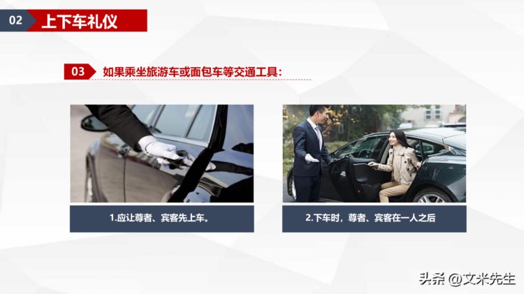 乘车位次礼仪，商务礼仪培训高级课程培训指导PPT模板