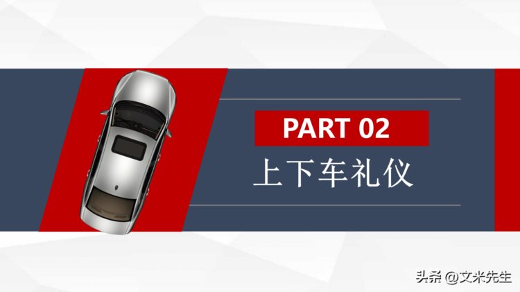 乘车位次礼仪，商务礼仪培训高级课程培训指导PPT模板