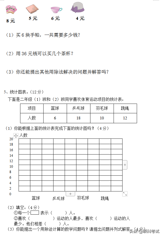 二年级下册（人教）数学期末复习卷，用心复习，胜过报读培训班