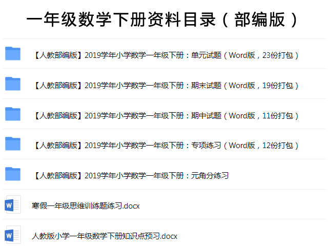 一年级下册(部编)数学总复习资料，用心复习，胜过十个培训班