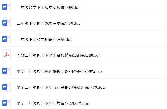 二年级下册（人教）数学期末复习卷，用心复习，胜过报读培训班