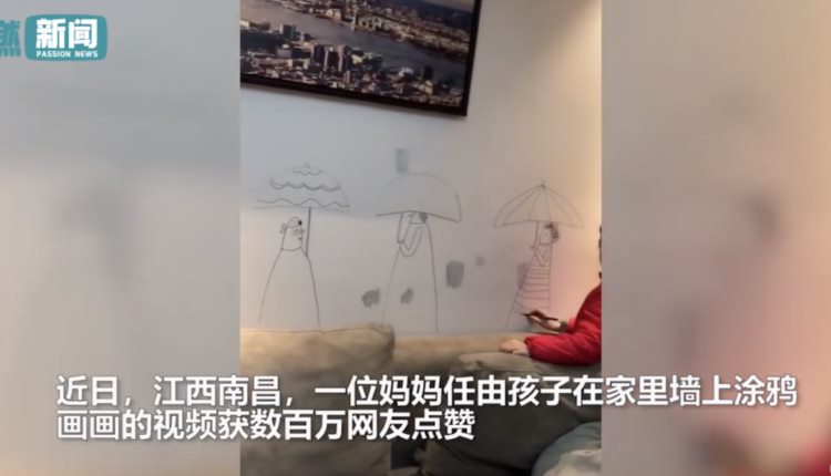 孩子在墙上涂鸦，妈妈回应获赞百万：有想象力的孩子，太惊艳了