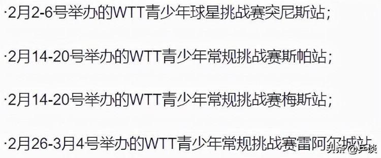 2月份乒乓赛事预告：总共5战国际赛事，世乒赛名单选拔正式开启