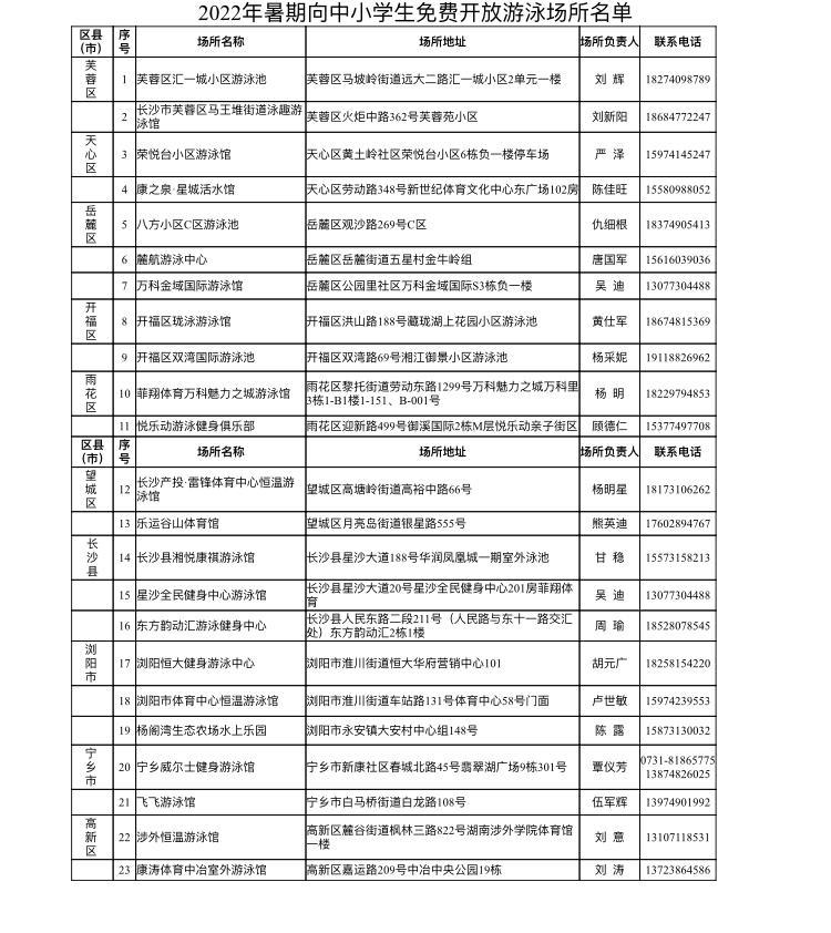 这个夏天，长沙市23家游泳馆、67培训场馆免费向中小学生开放