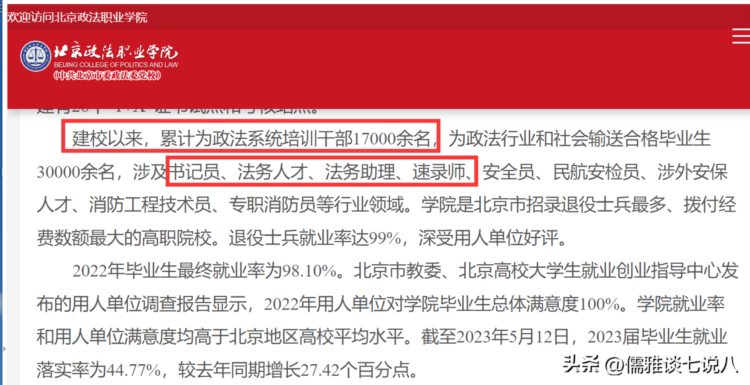 北京政法职业学院隶属于北京政法委，并不是野鸡学院！