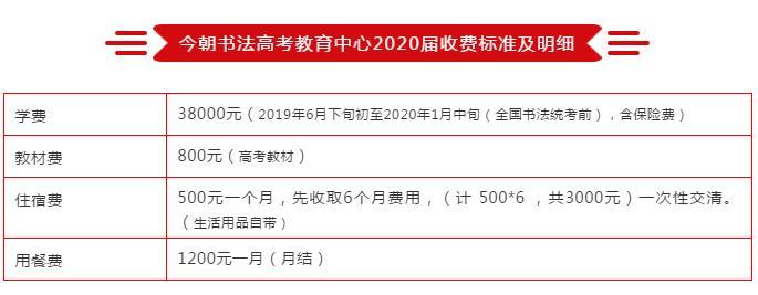 今朝书法高考教育中心2020年招生简章