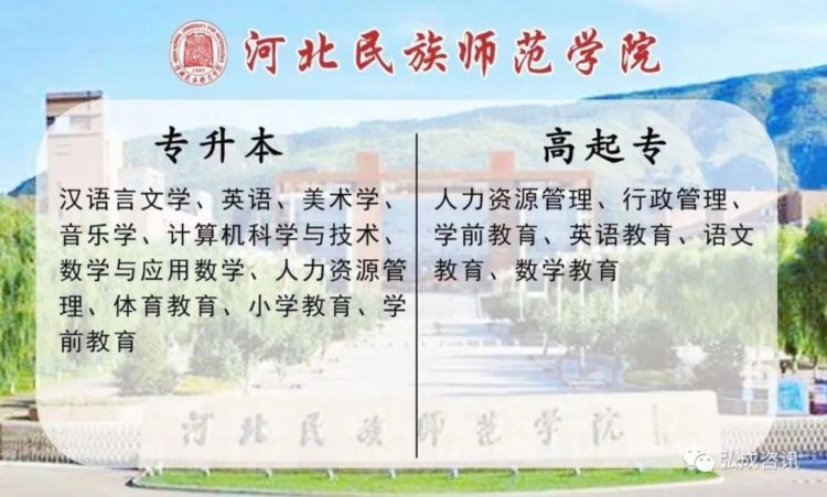 河北民族师范学院2022年成人高考招生简章