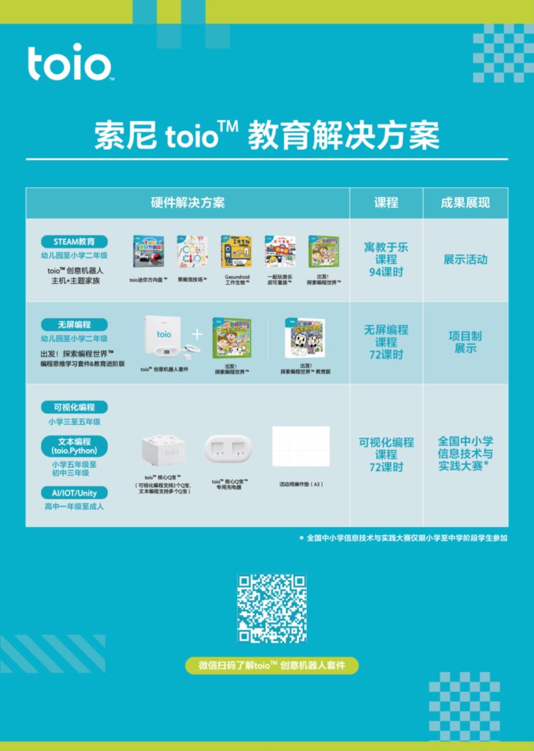 索尼推出探索编程世界教育版及toio教育教学解决方案