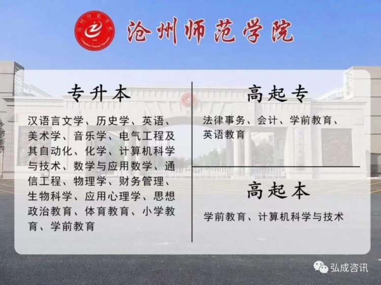 沧州师范学院22年最新成考招生简章