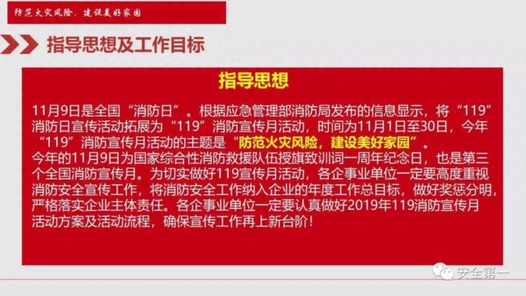 全国消防宣传月 |2019消防月活动主题全面培训实施方案 （精品PPT