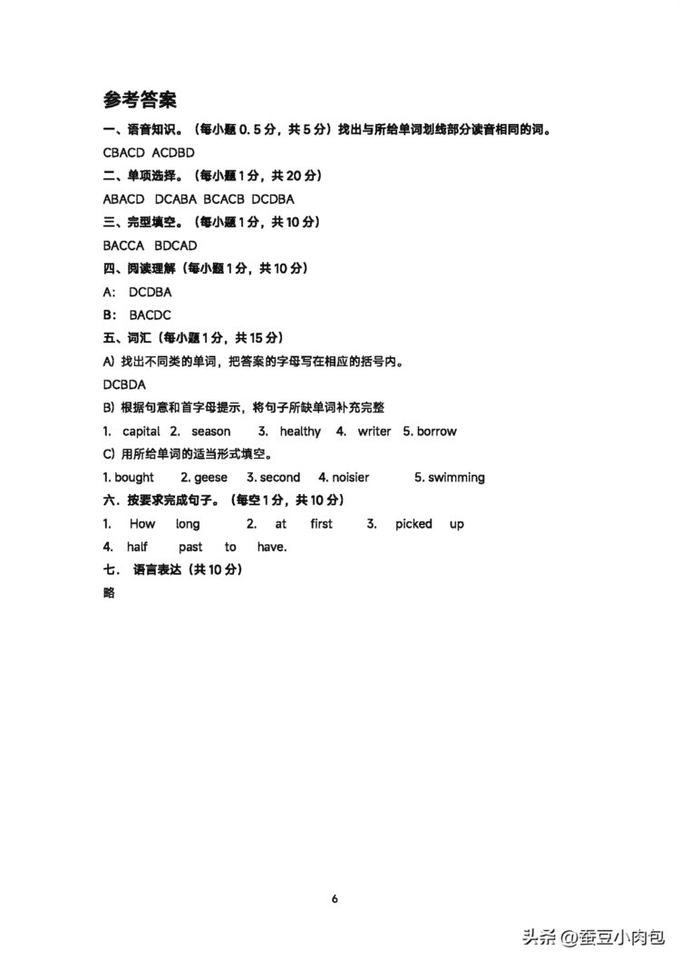 郑州外国语初一分班英语试卷